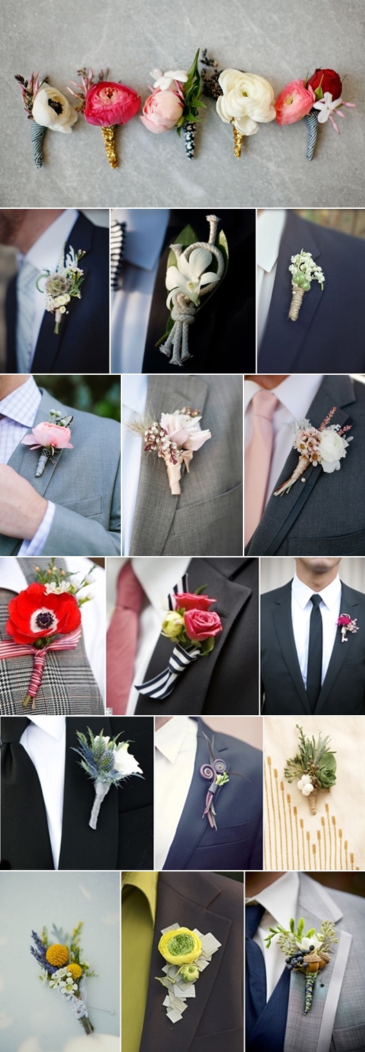 corsage, knappnålsblomma, boutonnieres, buttonholes, förslag på olika corsage, förslag på knapphålsblommor