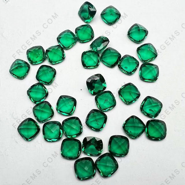 Wholesale-Lab-Grown-Emerald-Green-Zambia-green-Color-Cushion-faceted-cut-Gemstone