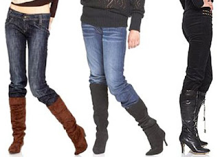 skinny jeans combine knee boots images