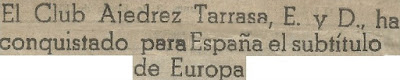 Recorte de prensa sobre el Campeonato de Europa Occidental por equipos 1954