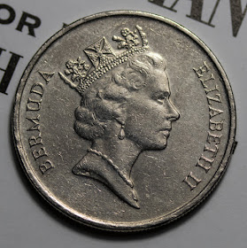 Obverse of 1997 Bermuda 25 Cents, Queen Elizabeth