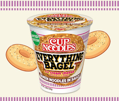 Nissin Everything Bagel with Cream Cheese-flavored Cup Noodles.