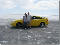 1971 Bill & Karen at End of Road to Bonneville Salt Flats International Speedway UT