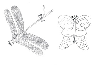 Insecte de colorat - Fluture si Libelula