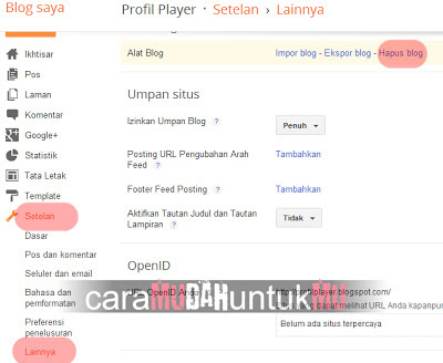Cara Menghapus Blog