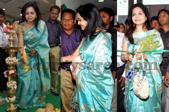 Sunitha in Sea Green Uppada Saree