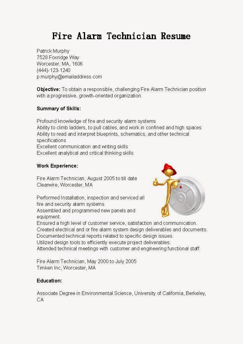 Fire Alarm Technician Resume Sample