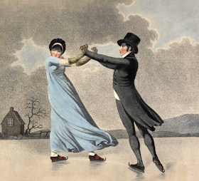 Skating Lovers (1800)  Drawn by Adam Buck; published William Holland; engraved by   Piercy Roberts & JC Stadler © British Museum no. 1932,1019.1