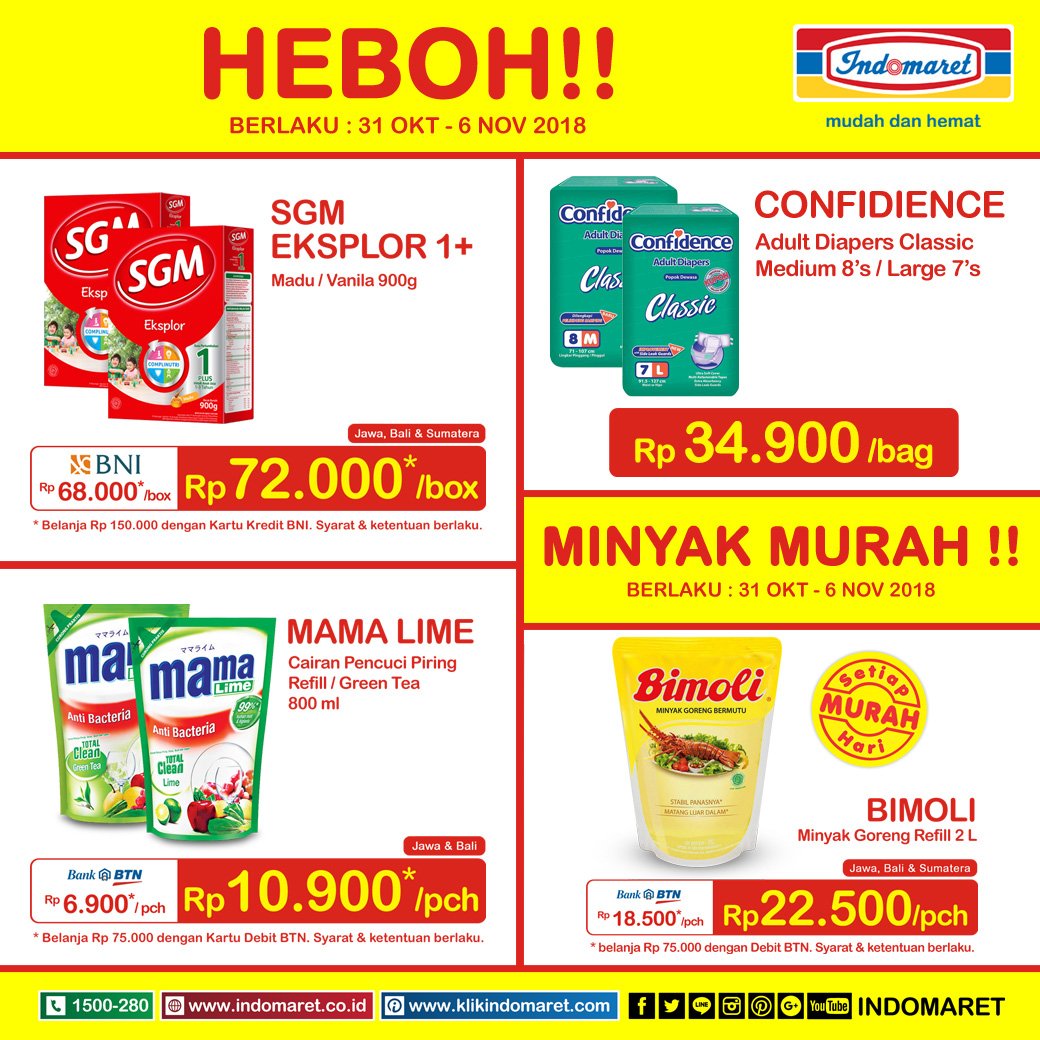 Indomaret - Promo Harga Heboh Periode 31 Okt - 6 Nov 2018