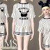 [JS SIMS 3] Heart Bat Crop T + 2 Lines Baseball Skrit