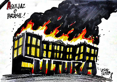 ilustração museu incêndio aqui jaz o Brasil