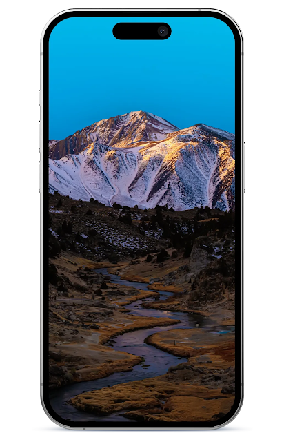Icelandic Winter Wonderland: Snowy Mountain Landscape Wallpaper with Depth Effect Widget Clock for iOS 16