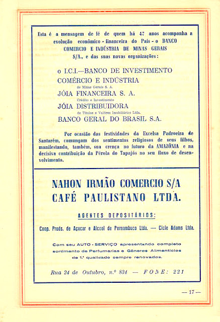 PROGRAMA DA FESTA DE NOSSA SENHORA DA CONCEIÇÃO - 1970 - PAG 17