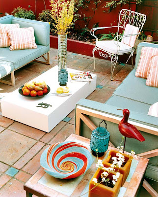 Red and Turquoise Patio