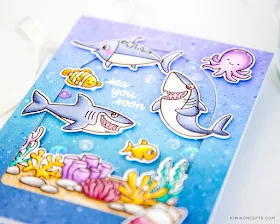 Sunny Studio Stamps: Tropical Scenes Stitched Semi-Circle Dies Sea You Soon Best Fishes Summer Themed Cards by Keeway Tsao