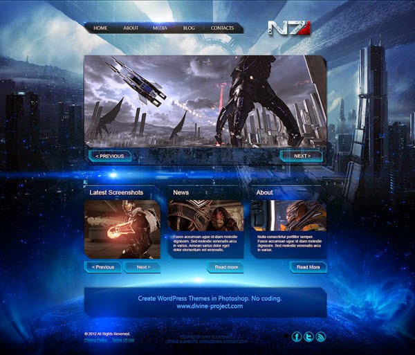 Mass Effect 3 Game Template PSD