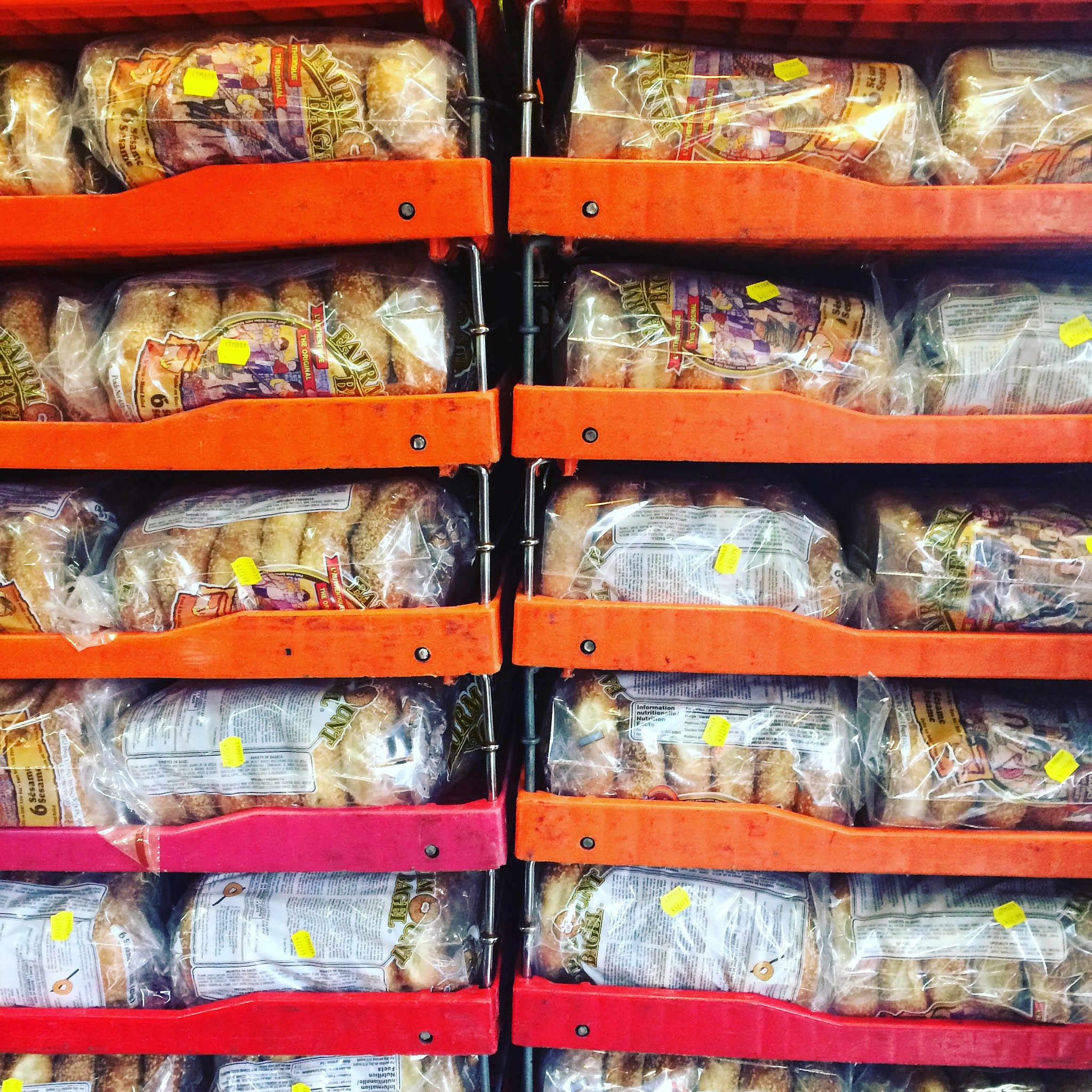 stacks of fairmont bagels in montreal