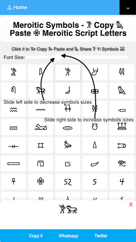 How to Increase and Decrease 𐦑 Symbols Sizes?