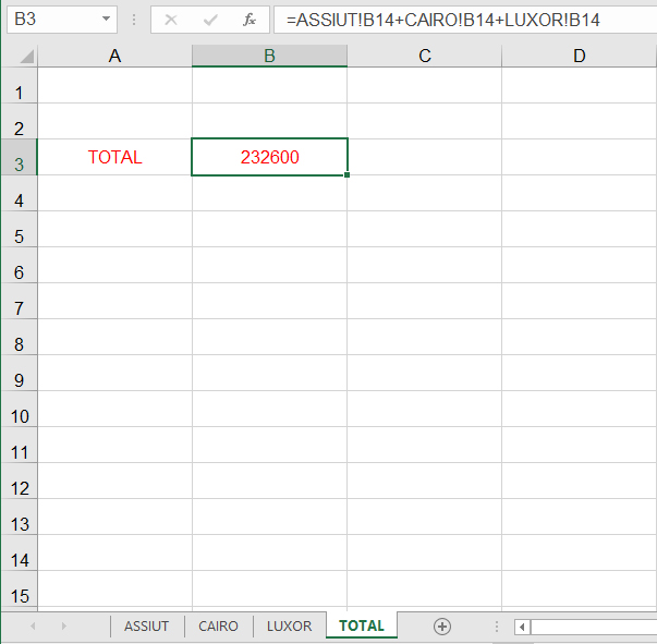 المرجع ثلاثي الأبعاد في Excel