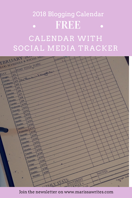 Reading List Calendar with Social Media Tracker - Marissa Writes