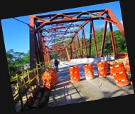 crossing the bridge to transfer buses