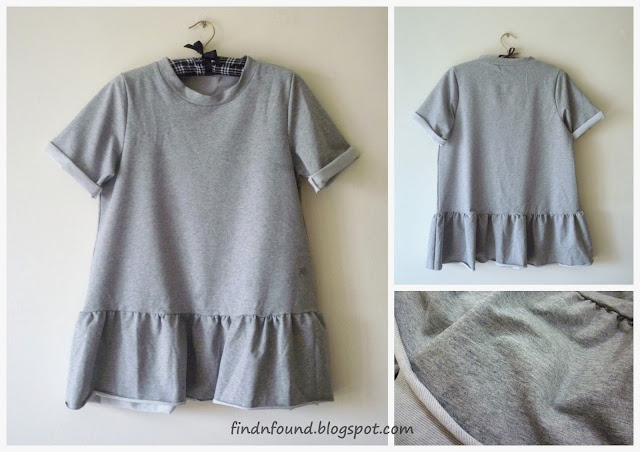 Findnfound Ruffle Hem Shift Dress in Grey