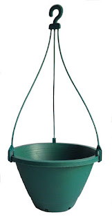 green plastic hanging basket