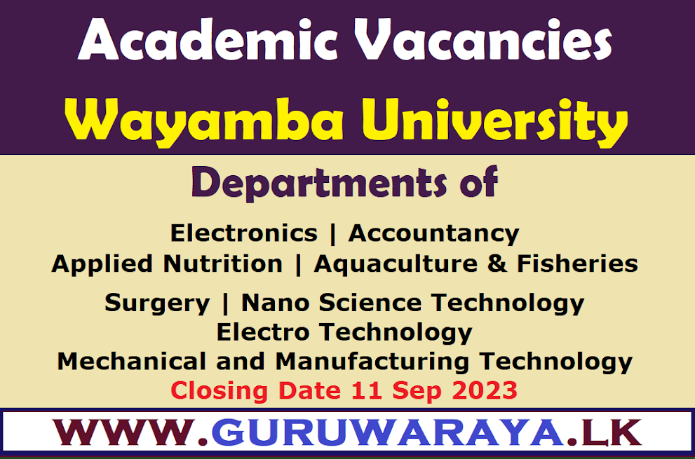 Academic Vacancies - Wayamba University