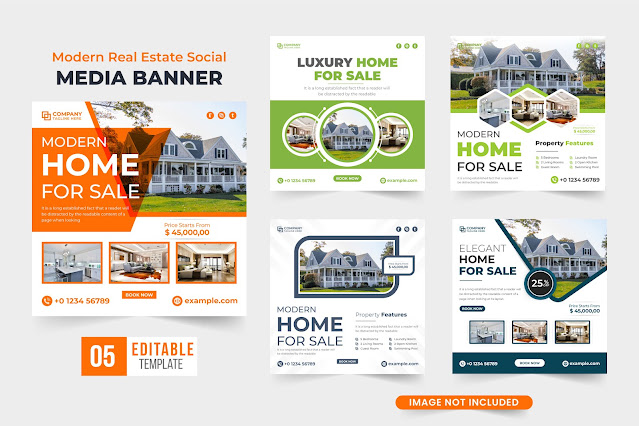 Real estate home sale template vector free download