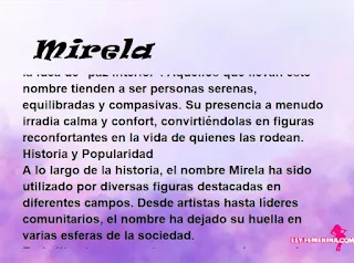 ▷ Significado del nombre Mirela