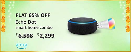 Echo Dot (Black) Combo with Wipro 9W LED Smart Color Bulb