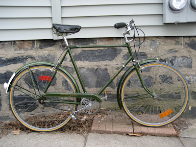 British green Raleigh three speed 3