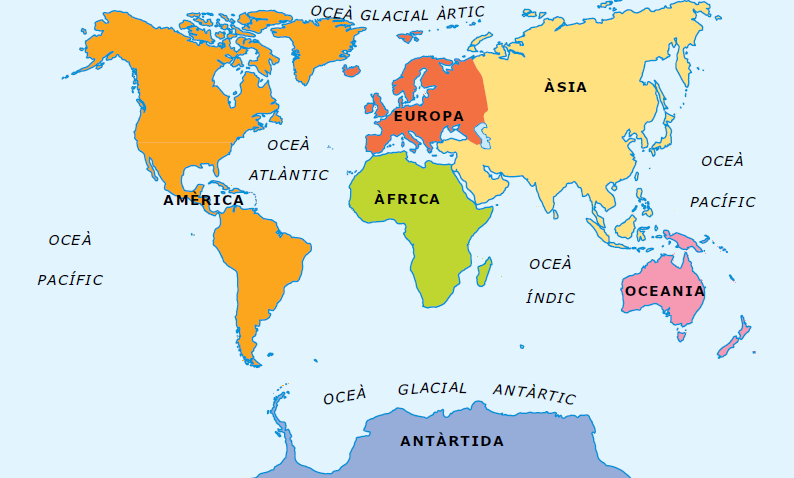 Resultado de imagen de mapa continents i oceans