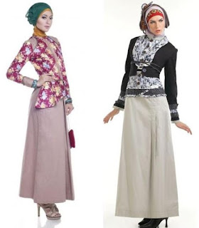 Model Gamis Batik Kombinasi Blazer modis