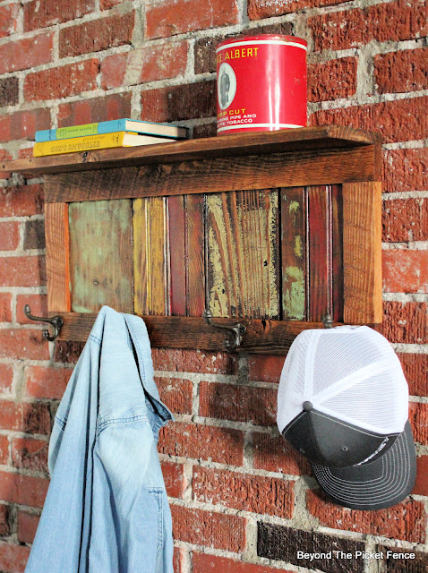 Colorful Rustic Coat Hook and Shelf