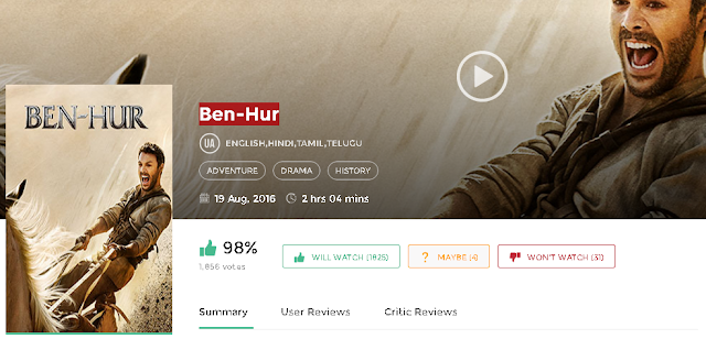 Ben Hur (2016) Hindi Dubbed Movie 700mb 300MB Download