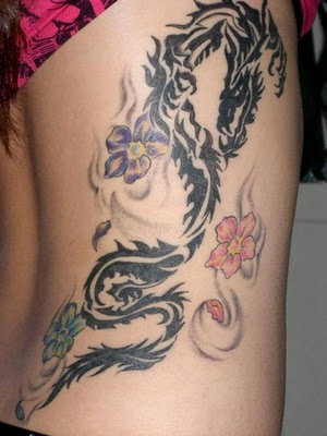 Tribal Flower Tattoos Depict Feminine Body Art