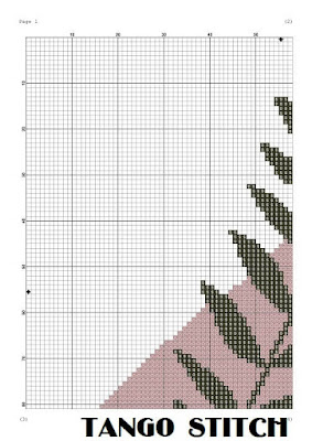 Easy abstract minimalistic leaf cross stitch pattern  - Tango Stitch