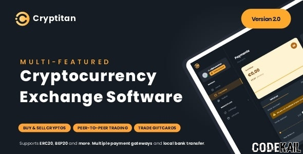 Cryptitan V2.3.1 - Crypto Multi-featured Exchange with ERC20 & BEP20 Crypto Support - Giftcard Marketplace