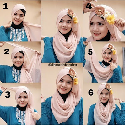 tutorial hijab pesta segi empat modern terbaru