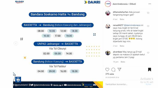 Jadwal Damri Bandara Soekarno Hatta ke Bandung 2020