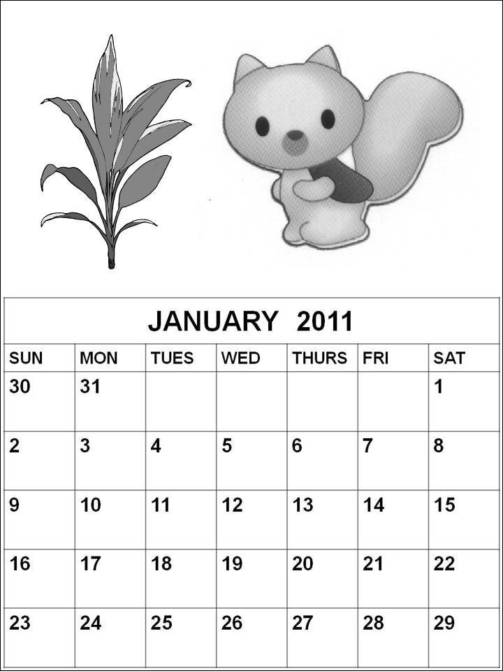 Cute Children 2011 Calendars Coloring pages
