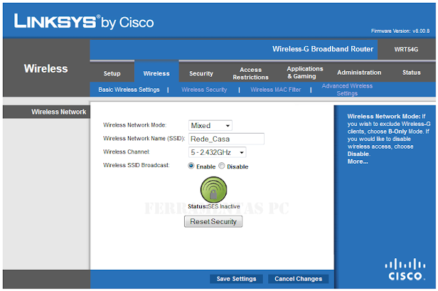 Setup roteador Linksys