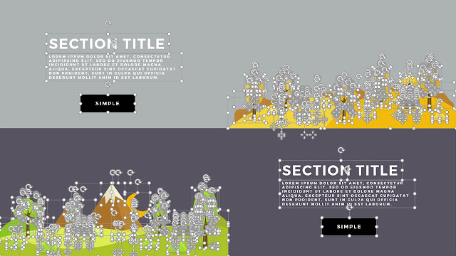 Flat Design Mountains Section Title PowerPoint Template Slide with Fully Editable