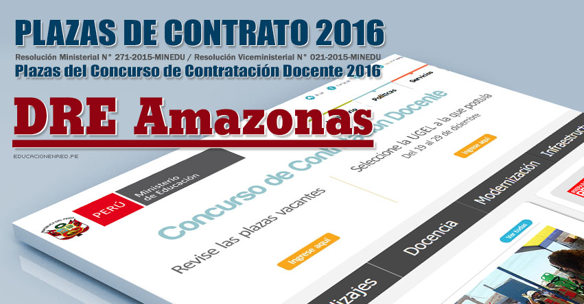 DRE Amazonas: Plazas Vacantes Contrato Docente 2016 (.PDF) www.drea.gob.pe