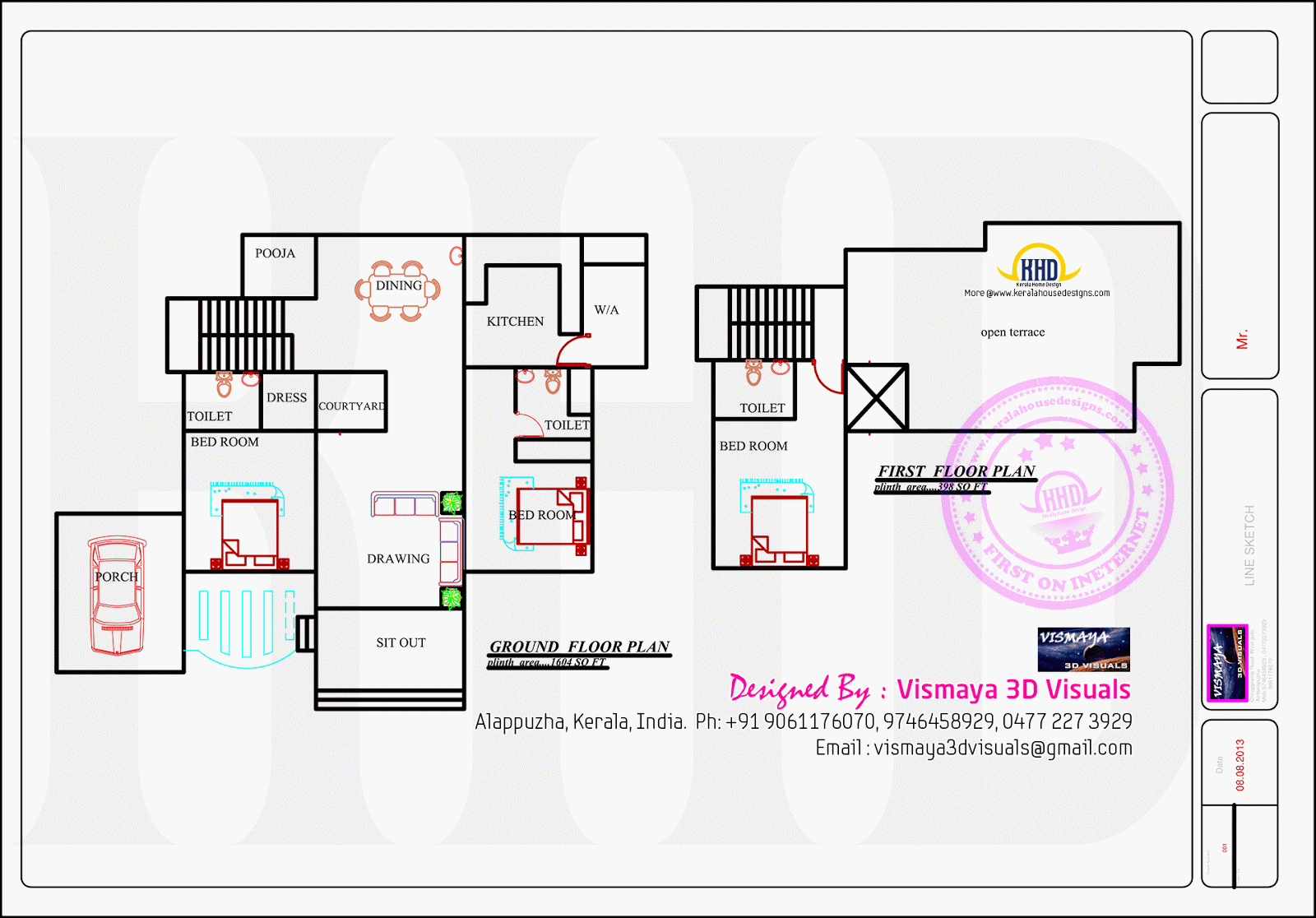  Kerala  model villa with open courtyard  Indian House  Plans 