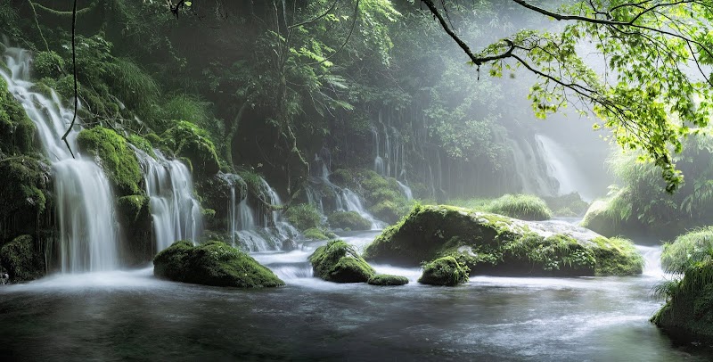 Waterfall Green Forest HD 4k Wallpaper