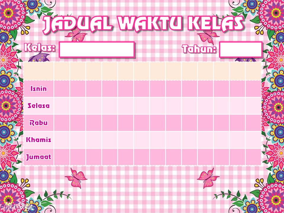 Jadual Waktu Kelas , carta organisasi , tugasan Pink 