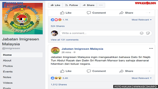 SAH! Atas Kemarahan Rakyat Akhirnya Jabatan Imigresen Malaysia Terpaksa Senaraihitamkan Datuk Seri Najib Tun Abdul Razak dan Datin Seri Rosmah Mansor