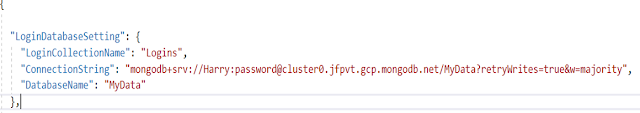 MongoDB settings from the appsettings.config file
